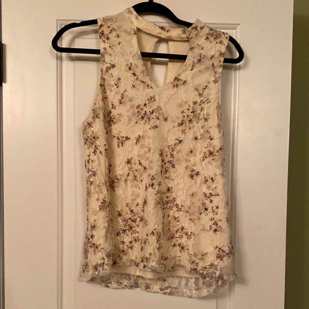 Floral Sleeveless Top - Cream